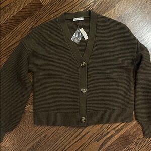 Madewell Olive Ribbed Cardigan